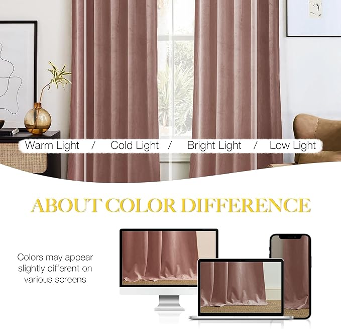 NICETOWN Dusty Pink Velvet Curtains and Drapes