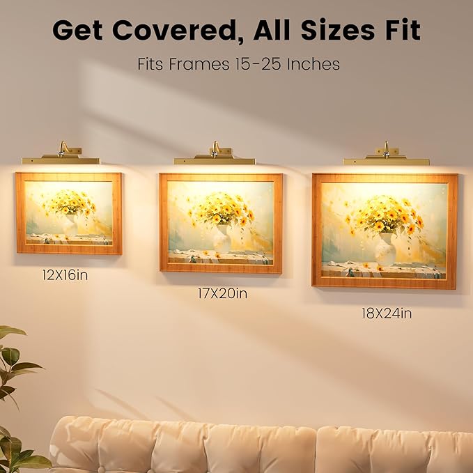 Wireless Picture Lights 12'', 2 Pack 4400mAh Battery Poerered Cordless Wall