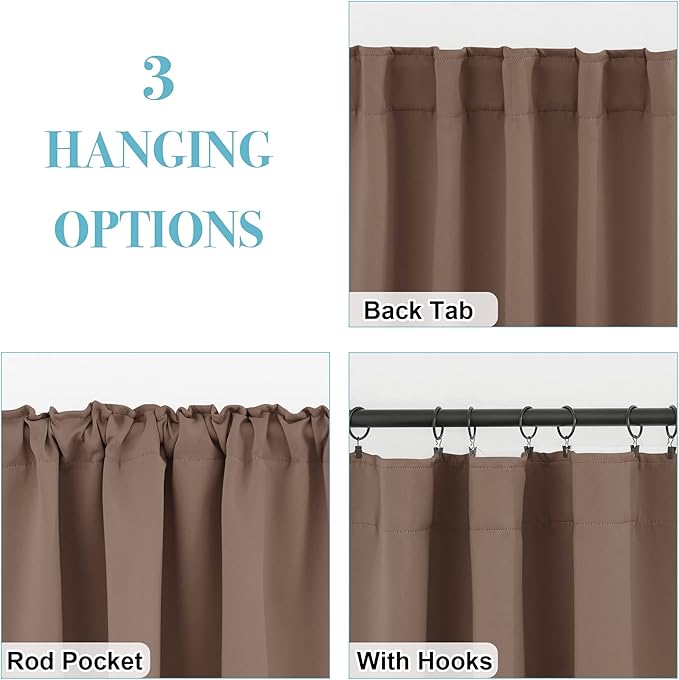 RYB HOME Blackout Curtains 80 inches Long Thermal Insulating Large Window