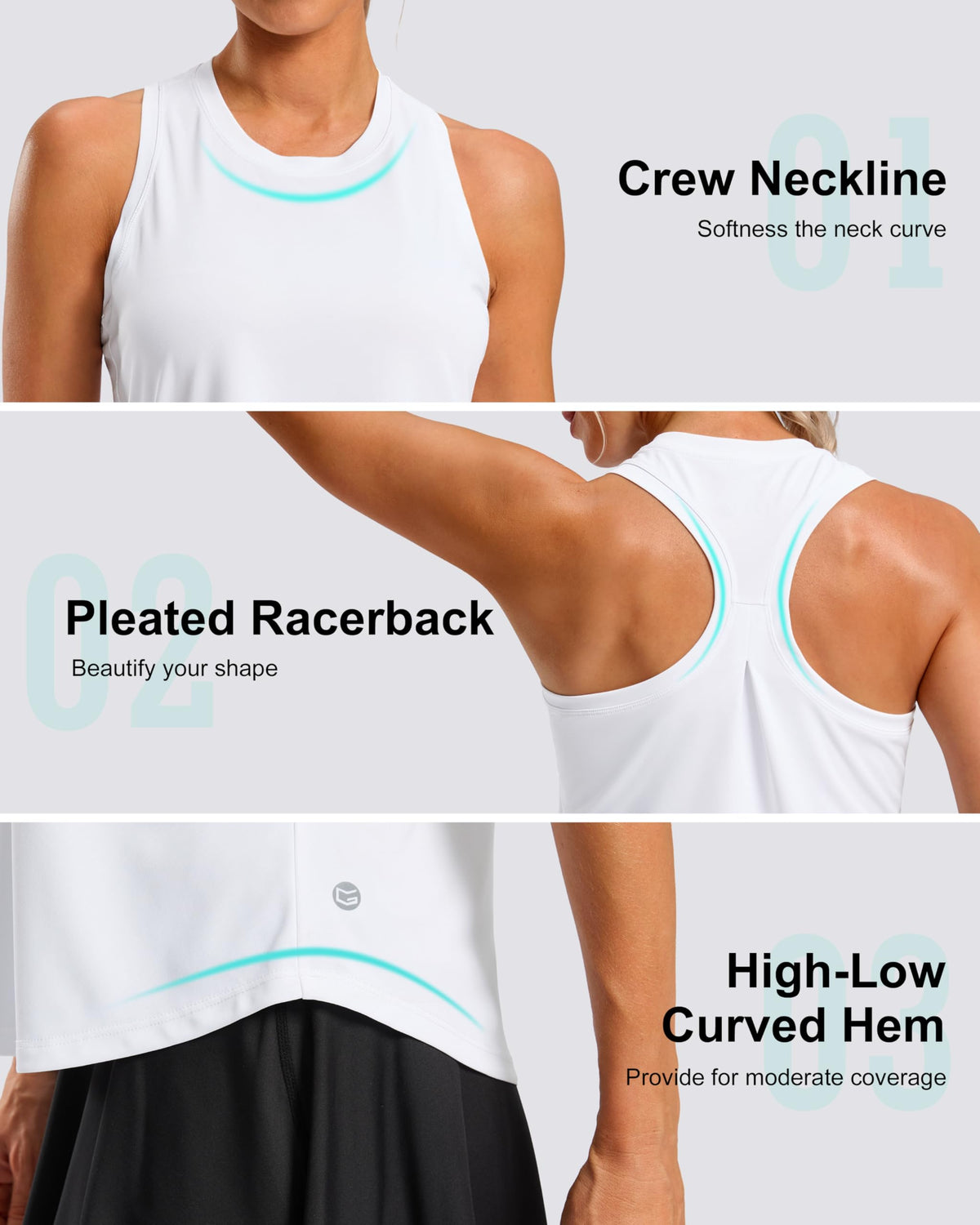 G Gradual Women's Workout Tank Tops Racerback Athletic Yoga Tops Loose Fit Sleeveless Running Gym Sports Shirts for Women(White,XL)