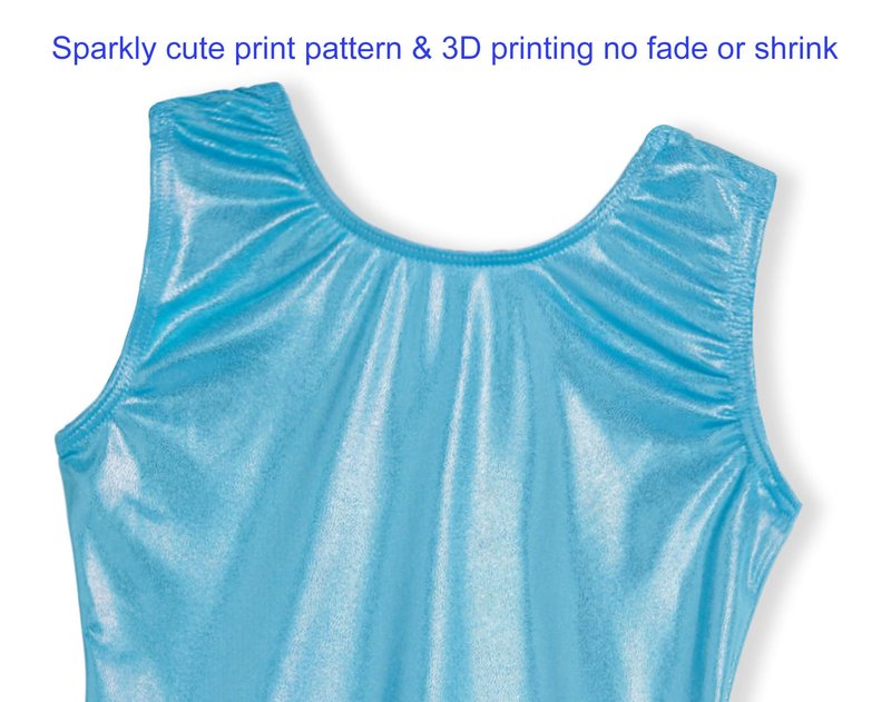 Domusgo Gymnastics Leotards for Girls Size 7-8 Years Old Shiny Solid Blue Sleeveless Biketards with Shorts