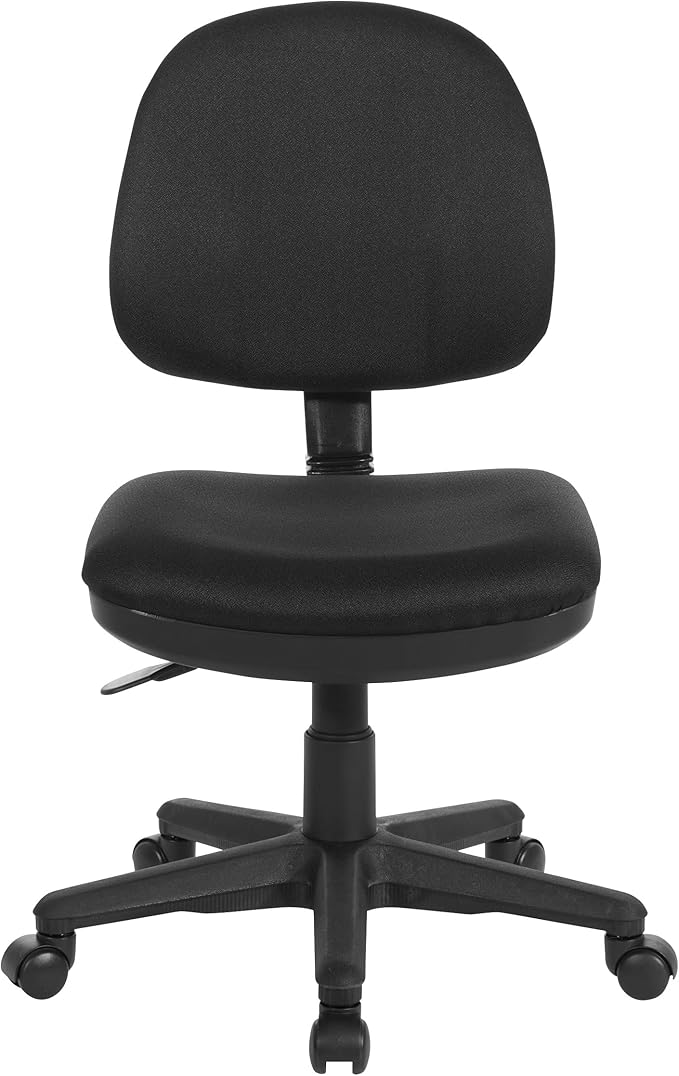 Office Star Pneumatic Sculptured Office Task Chair with Thick Padded Seat and Built-in Lumbar Support, Black