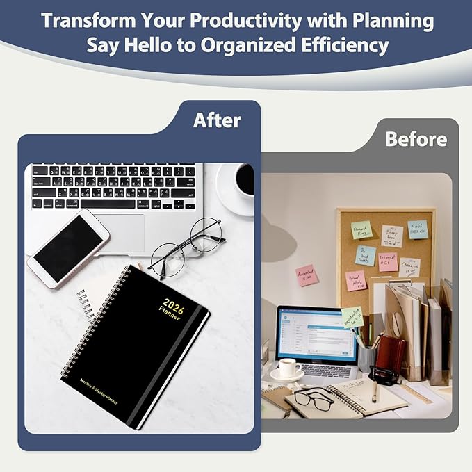 2026 Planner, Weekly and Monthly Calendar Academic Planner, Jan 2026 - Dec 2026, 8.5‘’ x 11'', Planning Agenda Book for Desk Accessories and School Supplies - Letter Size