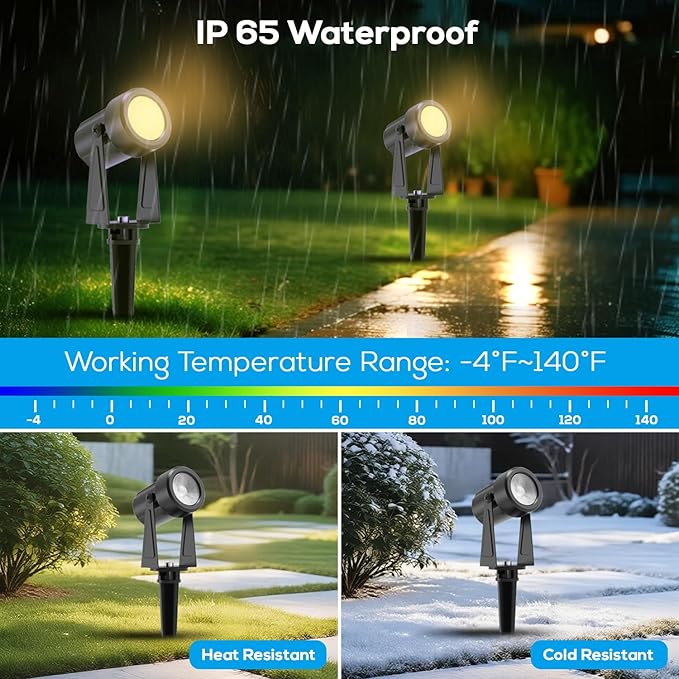 ZYAN Low Voltage Landscape Lights LED Landscape Lighting with Sensor, IP65 Waterproof Outdoor Spotlights for Yard Garden, Auto ON/Off Plant Tree Spoltights Dimmable with Timer (10 Pack)
