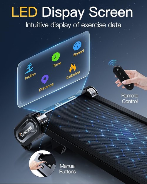 FINEHORSE Walking Pad Treadmill - 6-in-1 Under Desk Design with Auto Incline & 330LBS Capacity