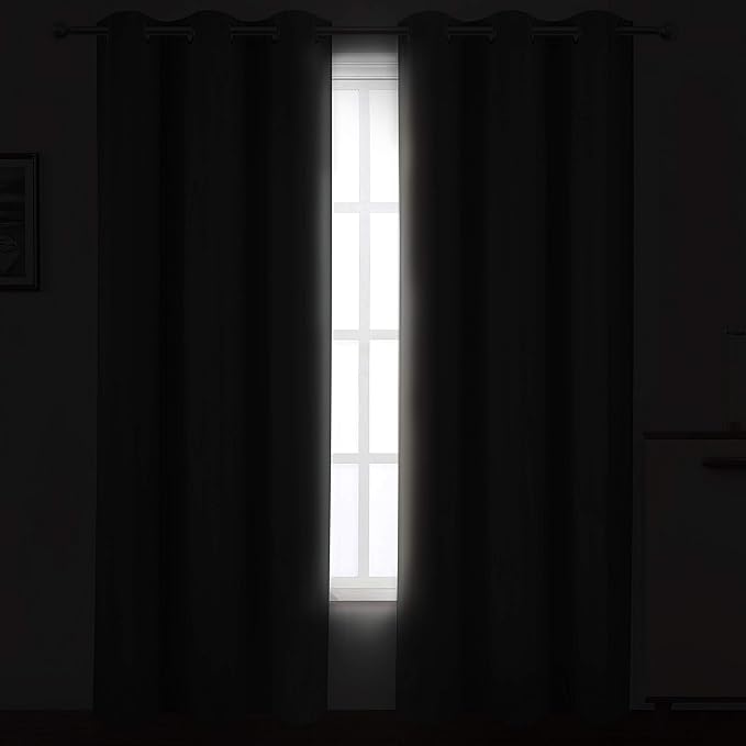 LEMOMO Frost Grey Thermal Blackout Curtains/42 x 95 Inch/Set of 2 Panels Room