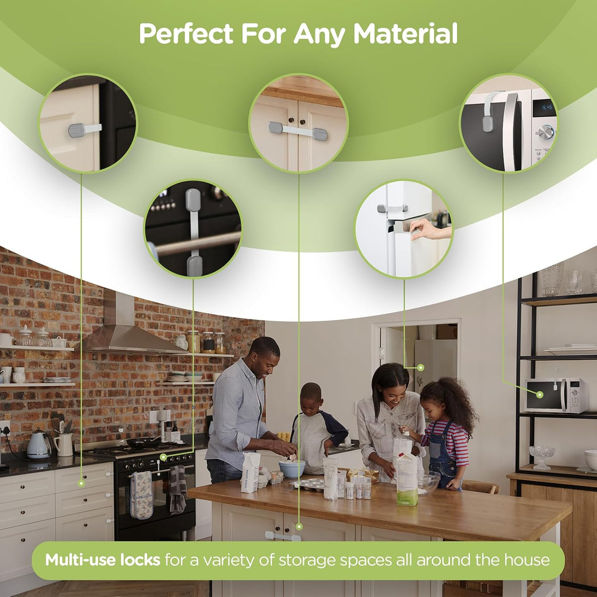 Baby Proofing Child Safety Locks (16 Pack) by Skyla Homes - The Safest, Quickest and Easiest 3M Adhesive Cabinet Latches, No Screws & Magnets, Multi-Purpose for Furniture, Kitchen, Ovens, Toilet Seats