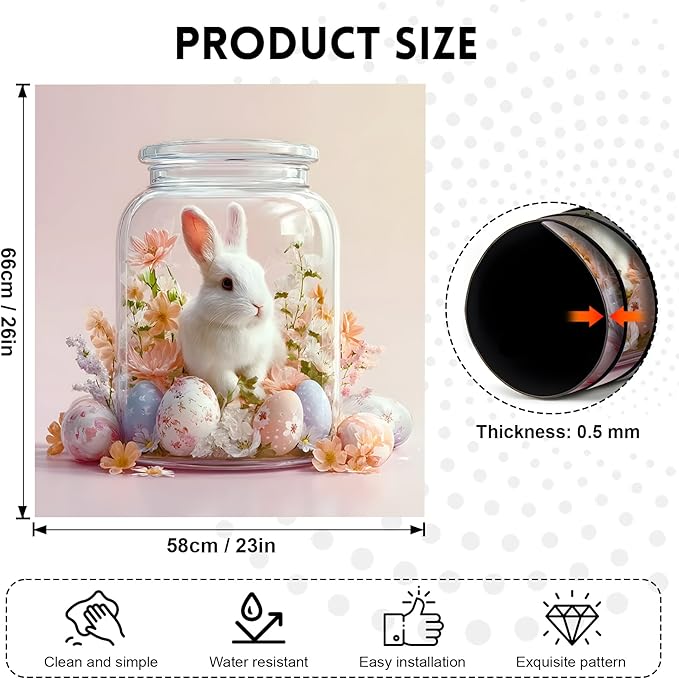 NYZE Easter Dishwasher Magnets Cover, Bunny Eggs Dishwasher Magnetic Sticker Decorative, Reusable Dish Washer Cover for Dishwashers (Bunny in Jar)
