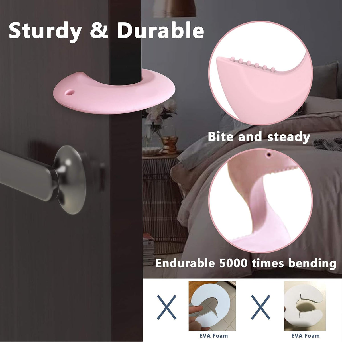 Silicone Door Pinch Guard and Door Slam Stopper, Durable Finger Pinch Guard, Prevents Pinch Injuries, Slamming Doors, Door Stopper for Kids, 4 Packs （2 Pink 2 Blue）.