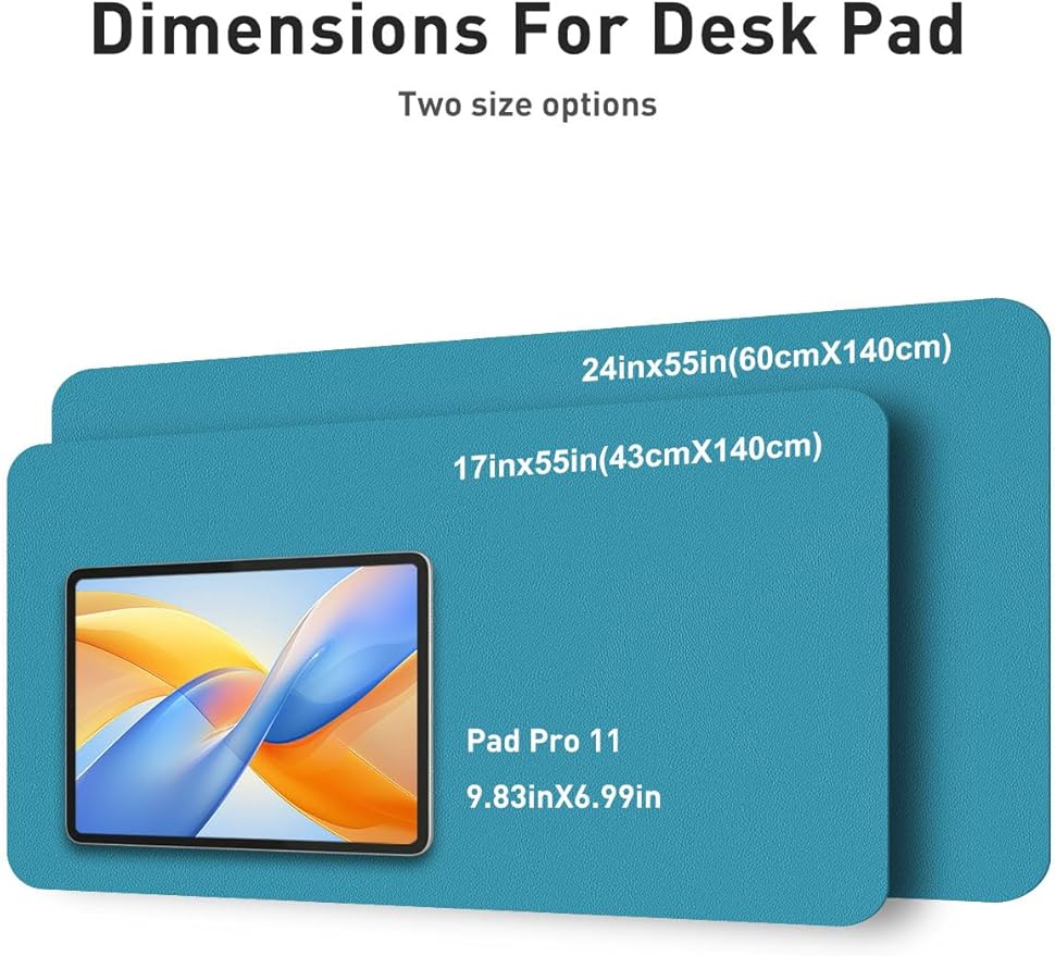Aothia Faux Leather Desk Mat - Non-Slip PU Leather Desk Blotter, Waterproof Writing Surface, Large Desk Pad for Office & Home (Turquoise, 55" x 17")