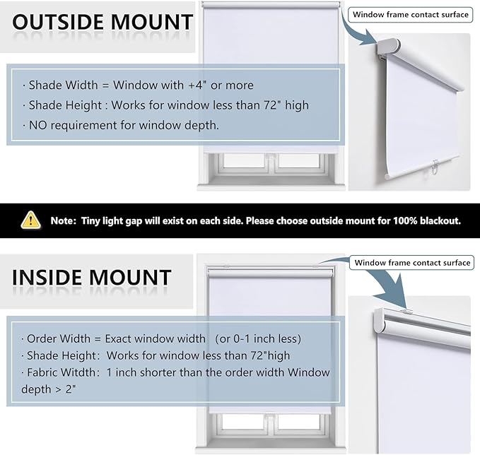 AOSKY Cordless Roller Shades Blackout Blinds