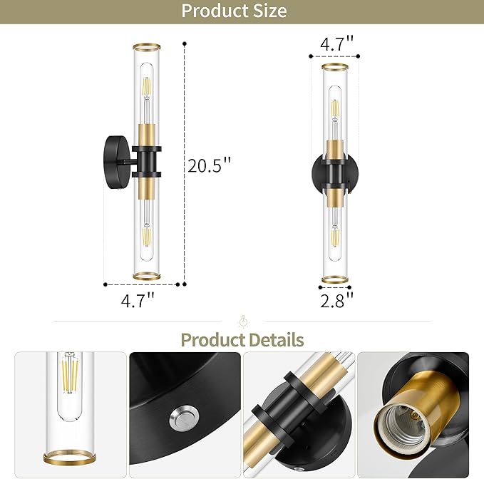 Wireless Wall Sconce with Remote Control, Easy Install Dimmable Rechargeable