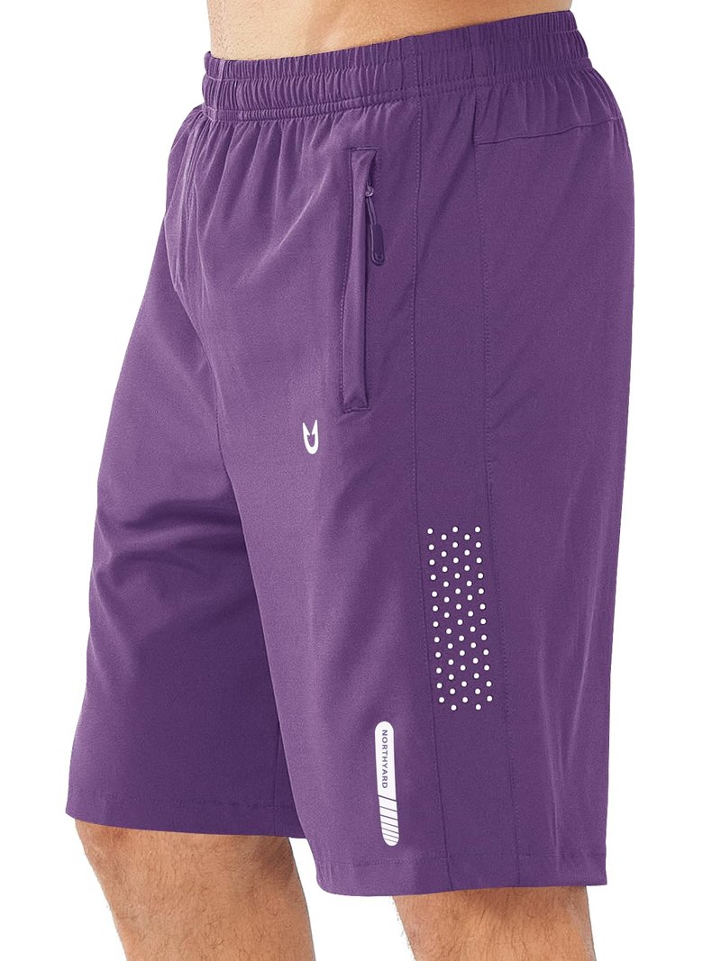 NORTHYARD Men's Athletic Running Shorts Gym Workout 7"/9"/5" Quick Dry Lightweight Sports Basketball Tennis 3 Zipper Pockets PURPLE-9inch L