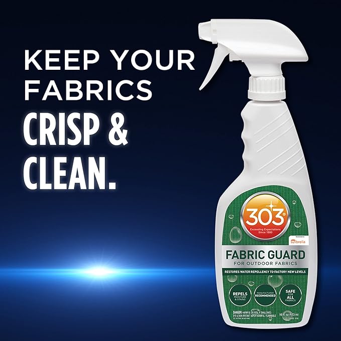 303 Fabric Guard - For Outdoor Fabrics - Restores Water Repellent Properties - Repels Moisture & Stains - Manufacturer Recommended - Safe For All Fabrics, 16oz (30605CSR) Packaging May Vary