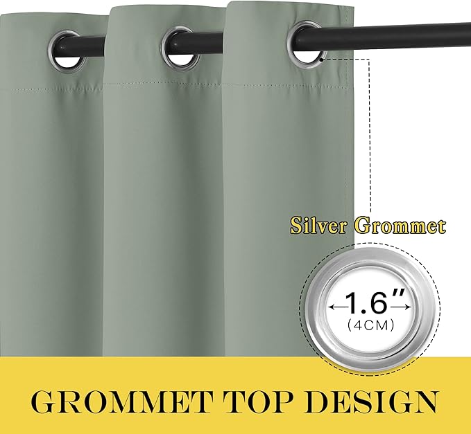 NICETOWN Sage Green Blackout Family Home Curtain