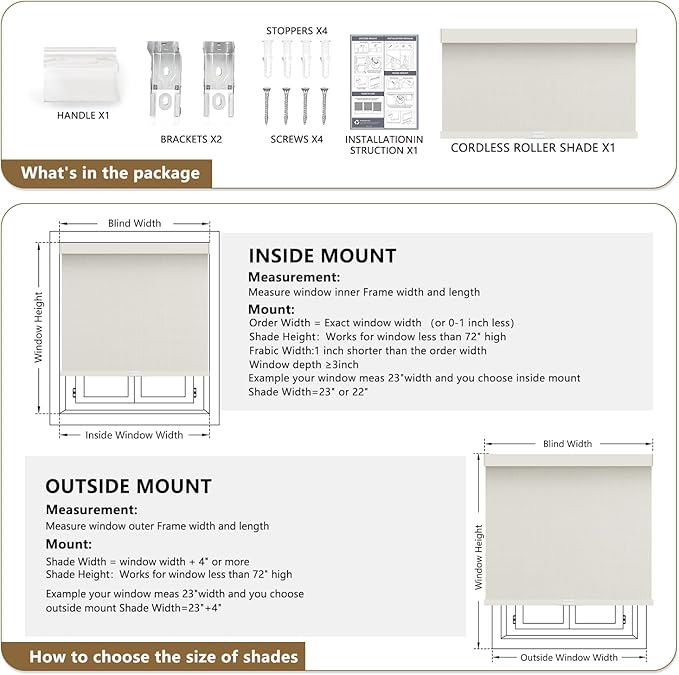 AOSKY Linen Roller Blinds Shades