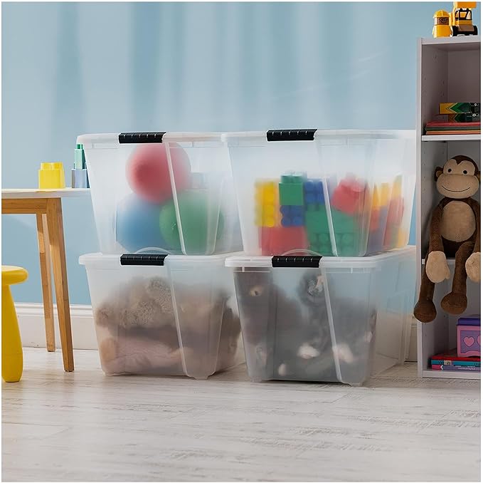 IRIS USA 8 Pack 54 Qt Storage Bins Plastic Gasket Box with Tight Latching Lids
