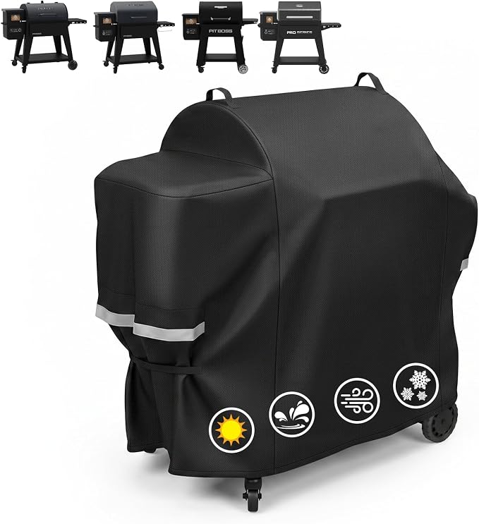 Utheer 600D Waterproof Grill Cover for Pit Boss 850 1300 1250 Series, Fits PB850FB2 PB850M PB1300M PB1250CS Wood Pellet Grills, Replaces 40454, No Folding Side Shelf, 57.9 x 27.6 x 43.3 in