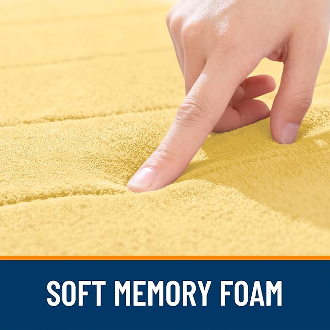 OLANLY Memory Foam Bath Mat 36x24, Super Soft Absorbent Bathroom Rugs, Quick Dry, Machine Washable Shower Floor Rugs, Bathmat Carpet, Bathroom Home Decor Accessories, Yellow