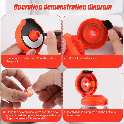 4pcs Dispensing Rubber Valves Compatible with Gatorade Water Bottle, Silicone Valve Replacement Lid for Gatorade GX 30oz & Plastic Inserts & Seals & Screwdriver