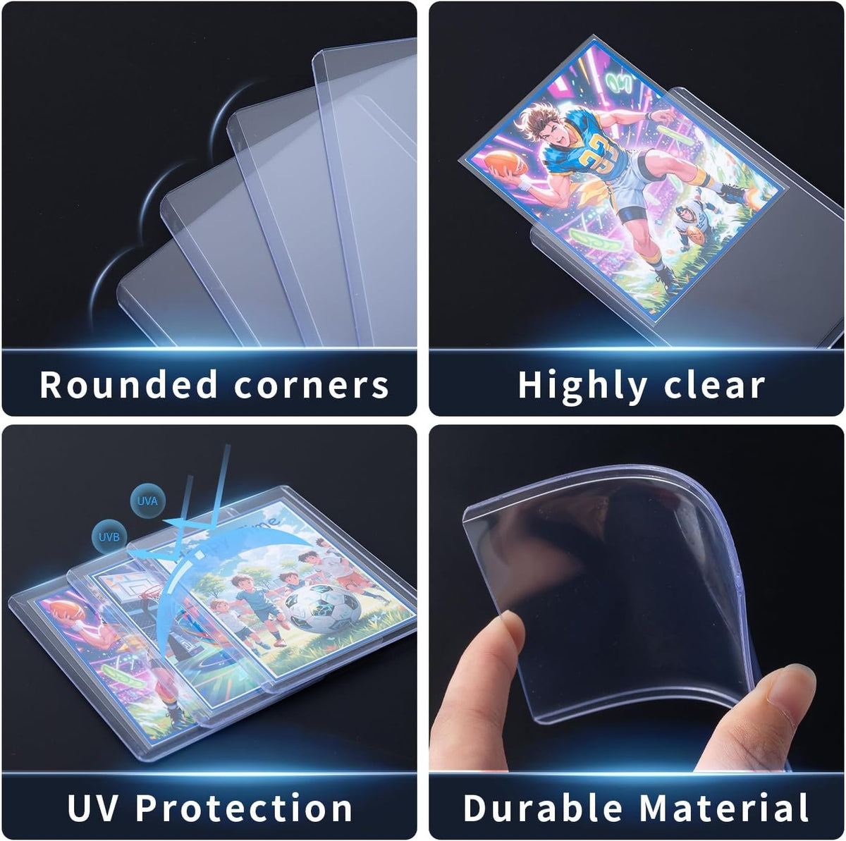 Skiennix Card Sleeve Combo - 200 Hard Plastic & 200 Soft Sleeves with Toploader Binder & 20 Holders