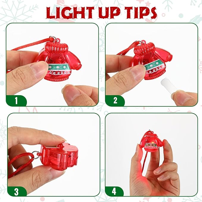 Yinkin 30 Pcs Christmas Light up Necklace for Adults Flashing Necklaces Christmas Accessory for Xmas Party Favors Stocking Stuffers Xmas Ornaments Decoration Party Supplies (Sweater)