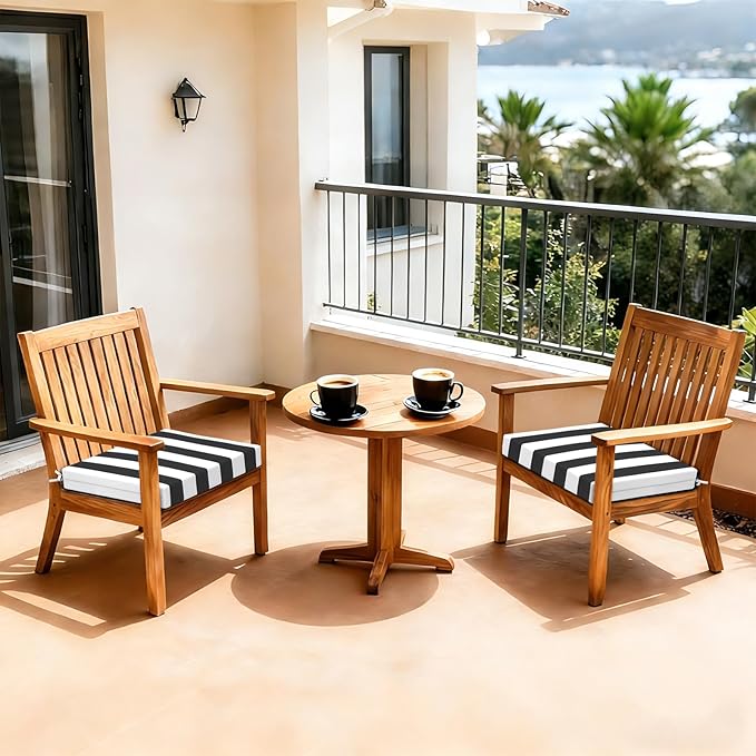 LVTXIII Outdoor Seat Cushions Set of 2 Square Chair Cushions with Ties, Patio Chair Pads for Home Office and Patio Garden Furniture Decoration 22"x22"x3", ‌Cabana Black