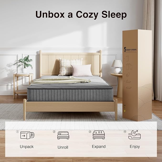 Novilla Twin XL Mattress, 6 Inch Twin XL Hybrid Mattress in a Box with Bonnell Spring & Gel Memory Foam for Pain Relief & Spine Support & Cooling Night Sleep, CertiPUR-US Certified Kids Mattresses