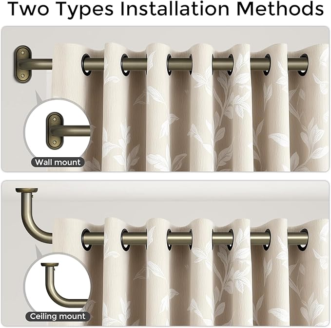 Curtain Rods 36-88 Inch, Antique Bronze Wrap Around Blackout Curtain Rods