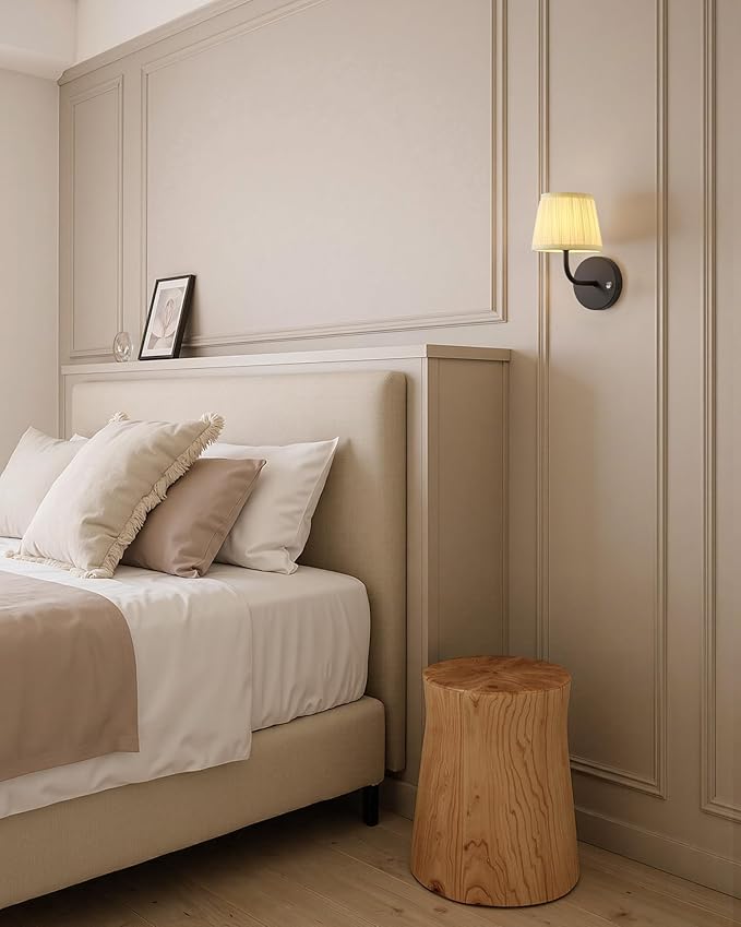PUSU LED Cordless Black H9.6 inch Small Wall Sconces Set of 2, Rechargeable