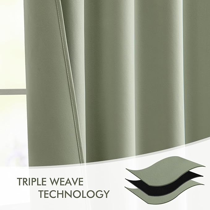 MIULEE Back Tab Sage Green Curtains 84 Inch Length 2 Panels Set