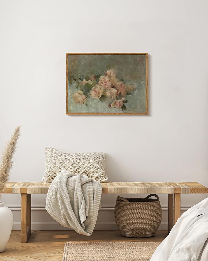 InSimSea Framed Wall Art for Living Room Decor Classical Oil Painting Roses Canvas Prints Vintage Wall Art Decorations for Bedroom Home Office Bathroom Decor 12x16in