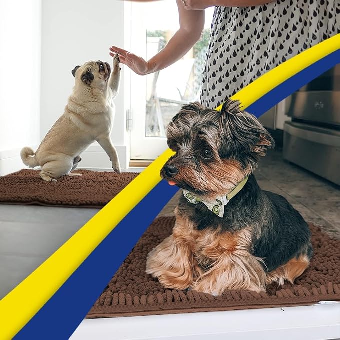 Muddy Mat® | Super Water Absorbent Door Mat Indoor, Microfiber Quick Dry Chenille Entryway Rug, Slip Resistant Front Door Mat, Indoor Mats for Entryway, Machine Washable Pet Rug, Brown 24"x36"