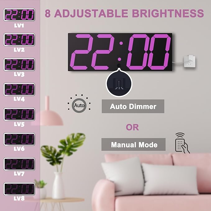 CHKOSDA LED Large Digital Wall Clock, Oversize Wall Clock