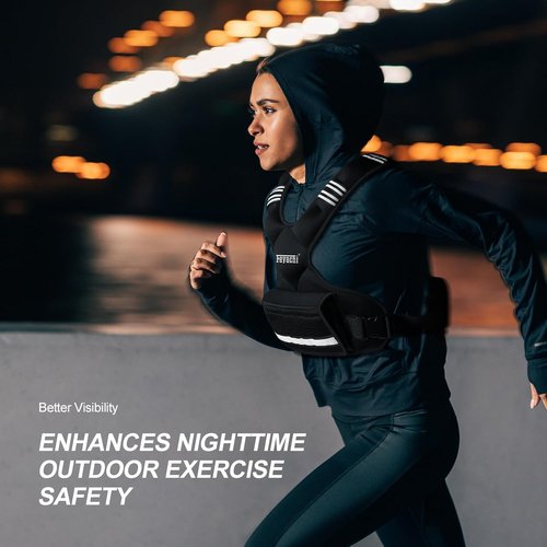 Feyachi Adjustable Weighted Vest - X-Type Design with Reflective Stripe | 3-32 lbs for Running & Training