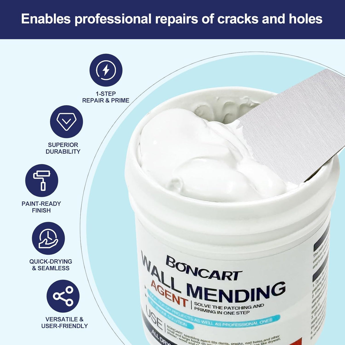 8.6oz Drywall Patch Repair Kit - Professional All-in-1 Tool Set (Scrapers/Sandpaper/Texture Sponge/Gloves/ Aluminum Patches) for Fast Wall Hole Repair