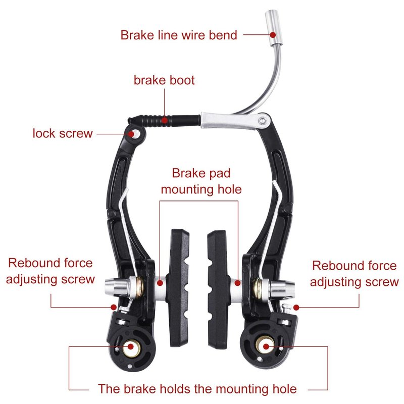 Universal Mountain Bike Brakes Set - 2 Pairs, Replacement for Most Bicycles, Includes 2 Pieces Brake Cables, Gear Shift Cable Wire, End Caps, End Ferrules(Black)