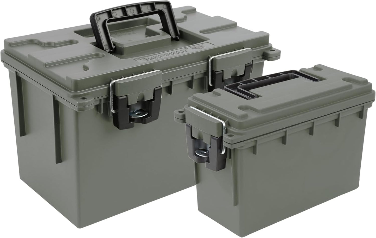 Sheffield 12713 Storage Bins With Lids, 2-Pack Stackable Storage Bins, Made in USA, Lockable and Water-Resistant Containers with Lids, Plastic Containers for Home, Classroom, and Dorm
