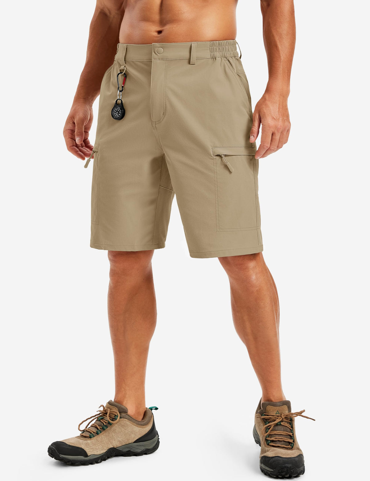 TACVASEN Men's Shorts 10" Lightweight Quick Dry Cargo Shorts with Pockets for Hiking Golf Fishing Workout Travel Khaki 32