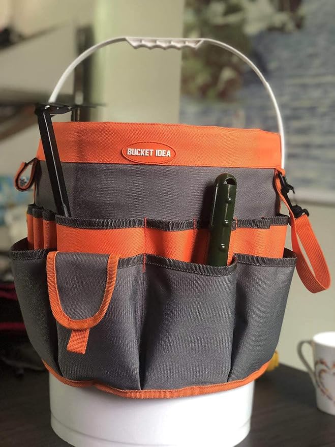 MELOTOUGH Bucket Idea Bucket Tool Organizer With 35 Pockets Fits to 3.5-5 Gallon Bucket (Orange) …