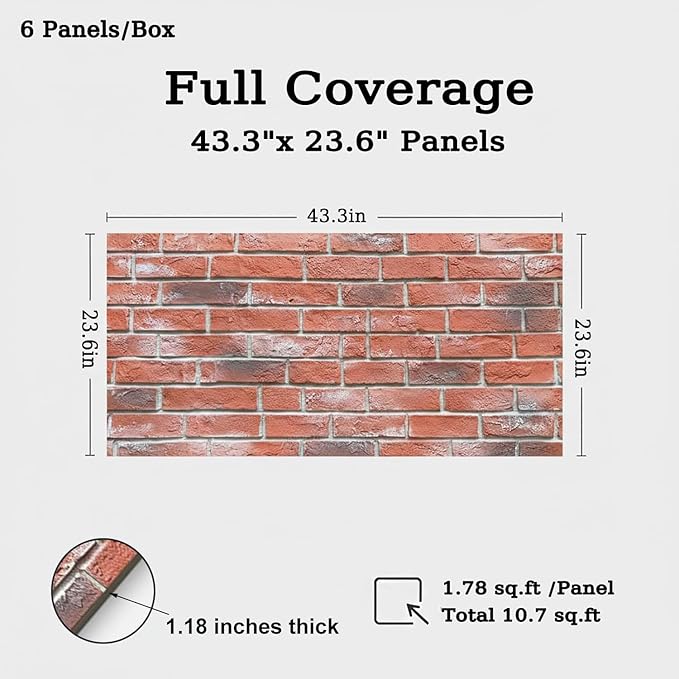3D Faux Stone Wall Panels, 1.18" wall Panels