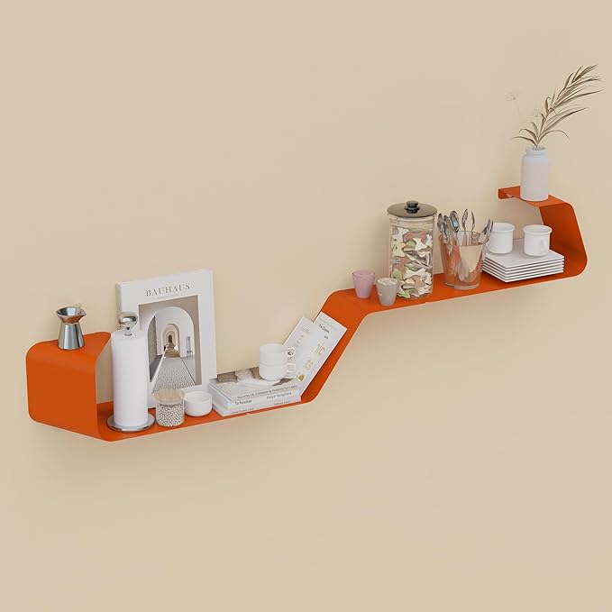 Sttoraboks Floating Wall Shelves Set of 3, Metal Mounted Shelf