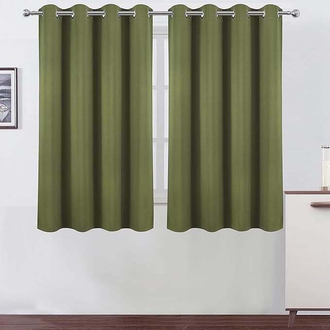LEMOMO Blackout Curtains 52 x 45 inch/Olive Green Curtains Set of 2