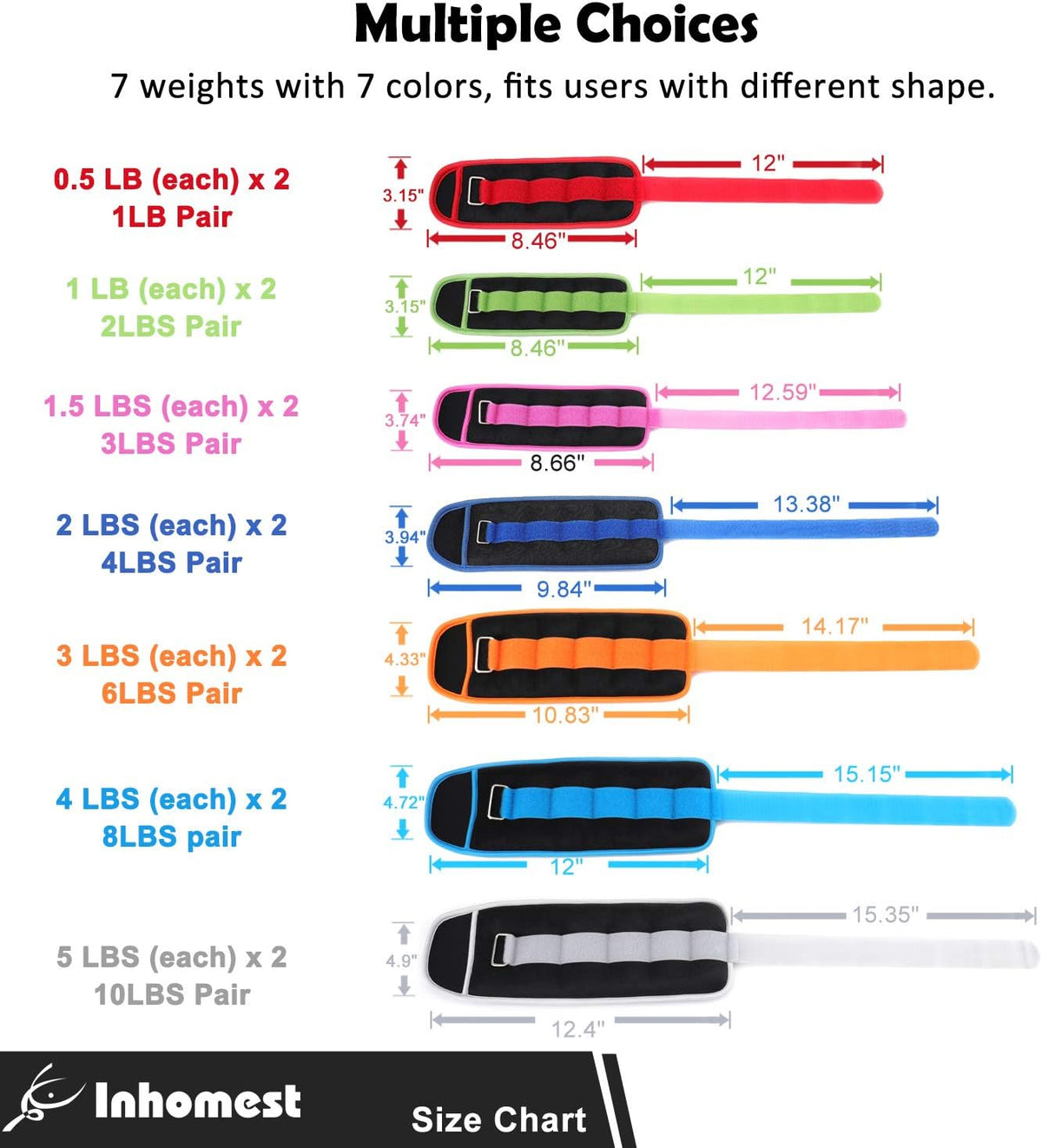Skiennix Ankle Weights - Adjustable 0.5 to 5 LB Pair for Strength Training & Gym Workouts