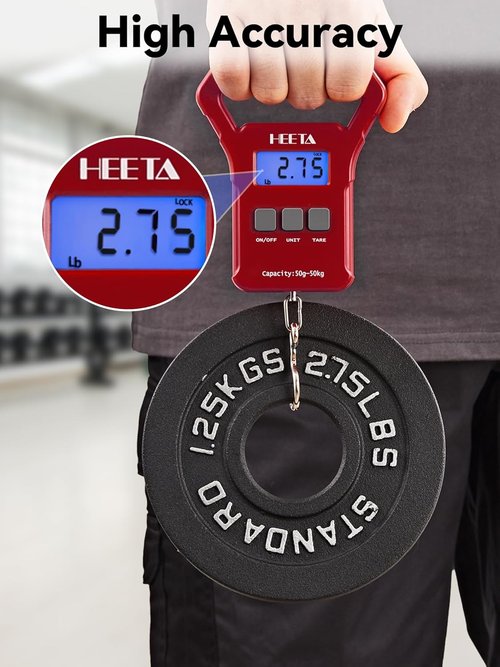 HEETA Digital Fishing Scale - 110lb Capacity with Backlit LCD Display & Non-Slip Handle | Portable Luggage Scale