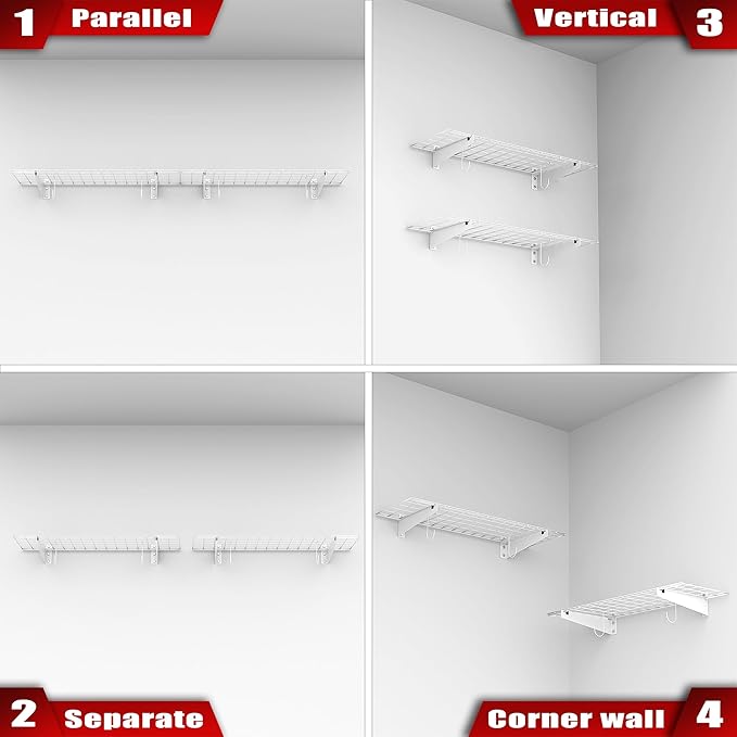 WALMANN 2 Pack Garage Wall Shelves, 45x15 inch Wall Mounted Storage Shelves