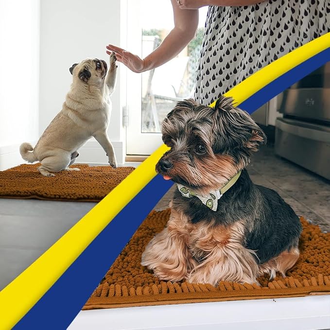 Muddy Mat® | Super Water Absorbent Door Mat Indoor, Microfiber Quick Dry Chenille Entryway Rug, Slip Resistant Front Door Mat, Indoor Mats for Entryway, Machine Washable Pet Rug, Amber 3ft x 4ft