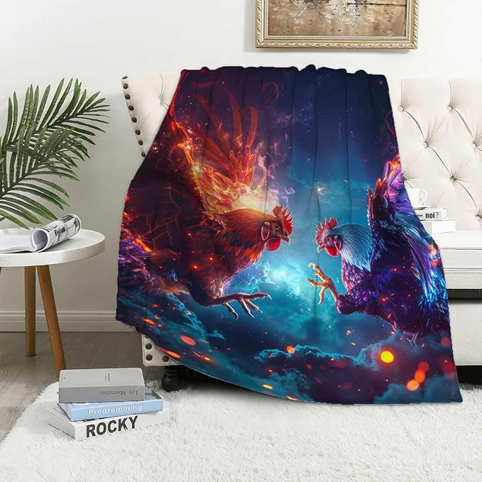 Firmiso Chicken Blanket for Women and Men, Rooster Home Decor for Living and Bed Room, Soft Lightweight Fleece Gift for Adults, 50×60 Inches