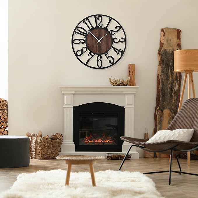 1st owned Wall Clock for Living Room -16" Silent Non Ticking, Battery Operated