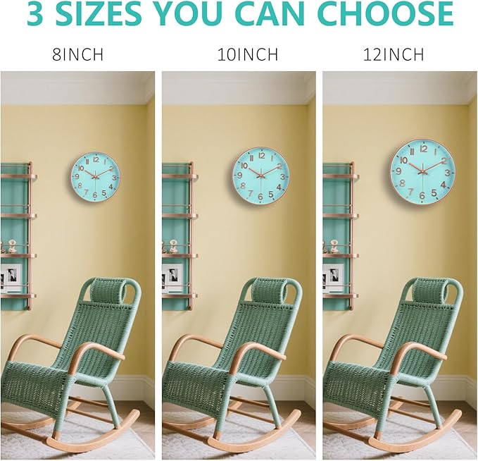 Wall Clock, 8 Inch Wall Clocks Battery Operated, Round Modern Non Ticking